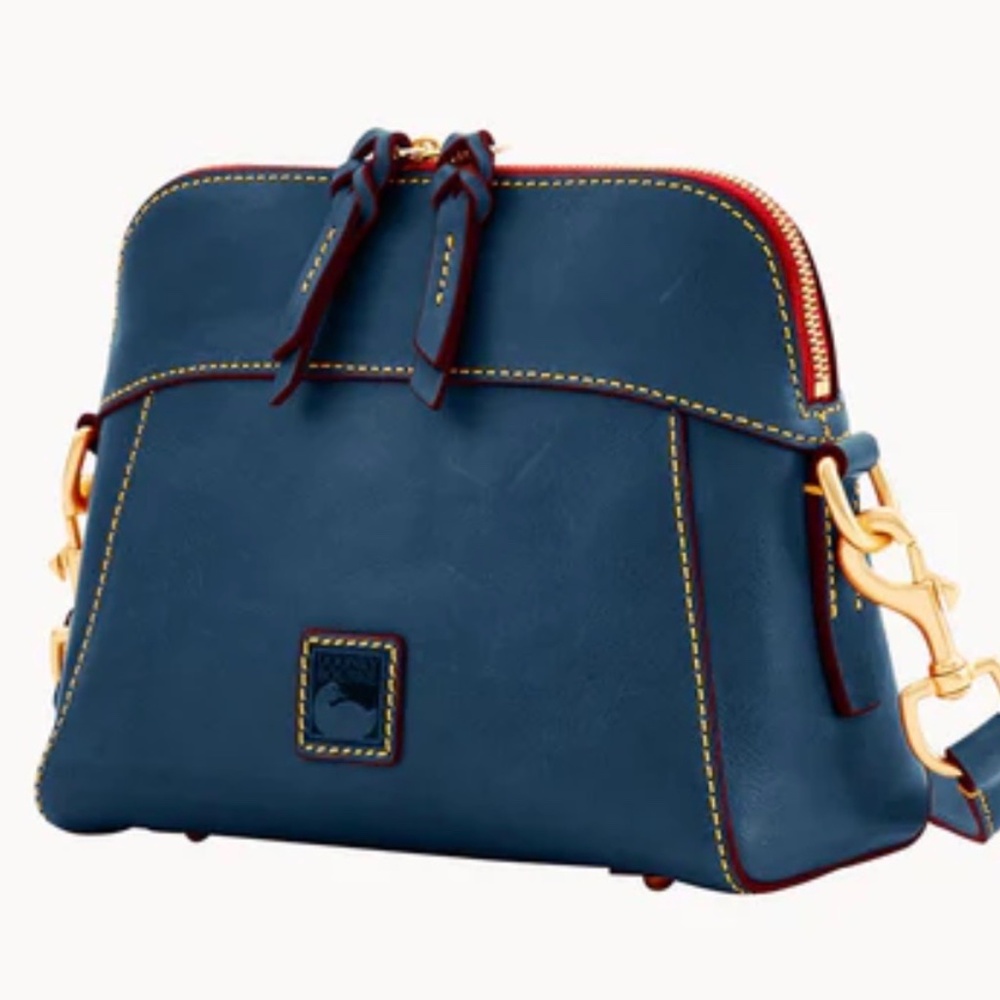 Dooney & Bourke Florentine Cameron Crossbody Teal Denim color in soft leather